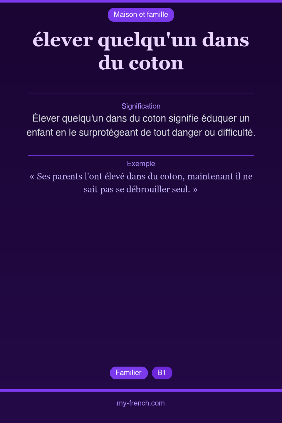 élever quelqu'un dans du coton : que veut dire cette expression ?