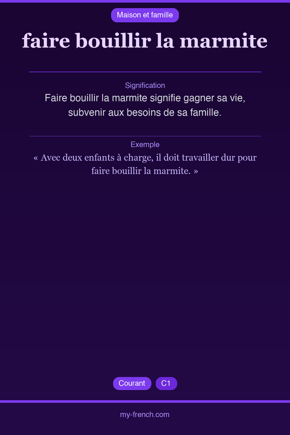 faire bouillir la marmite : que veut dire cette expression ?