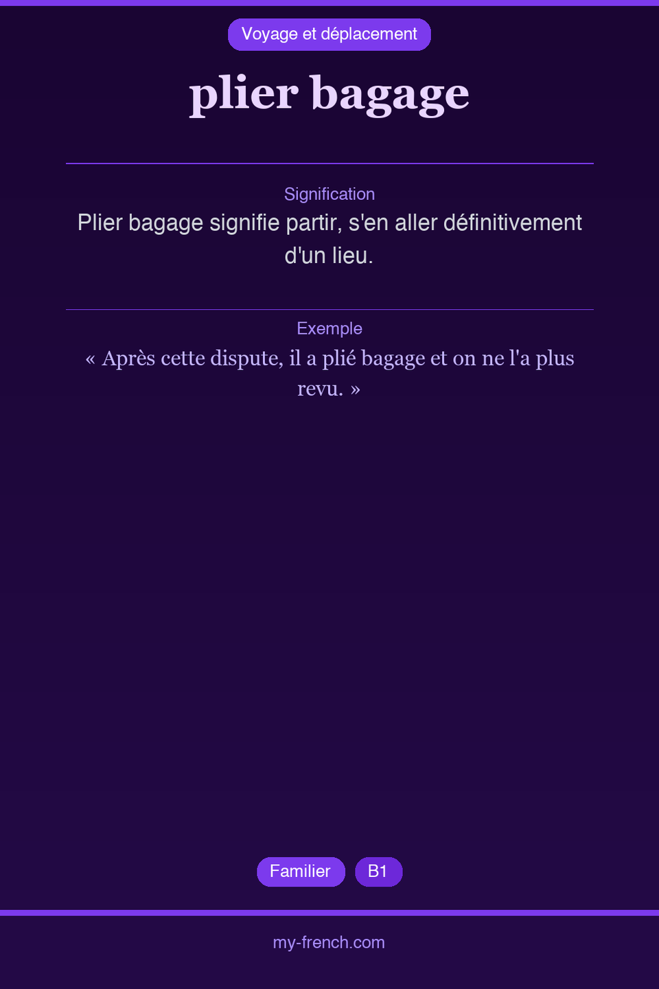 plier bagage : que veut dire cette expression ?