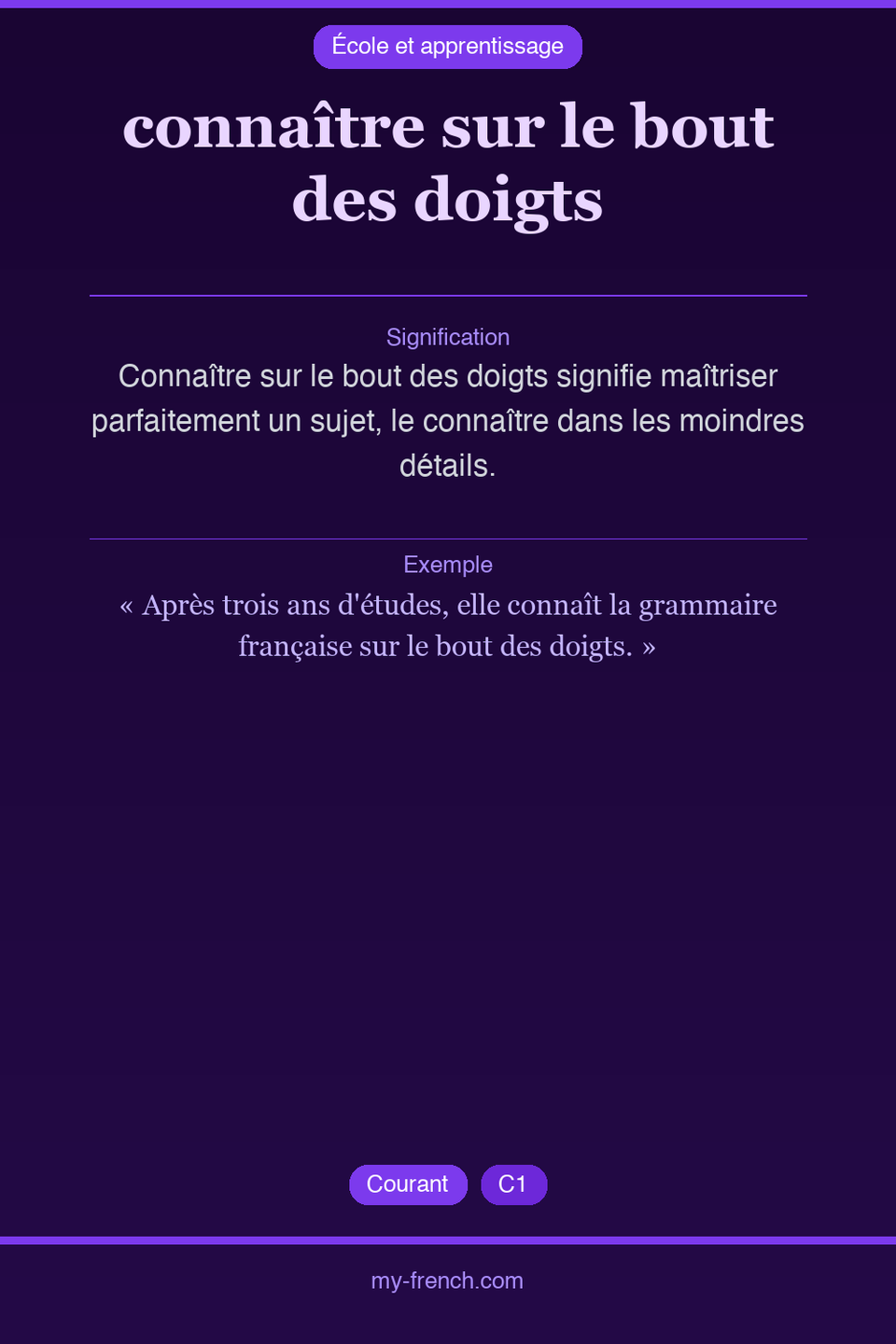 connaître sur le bout des doigts : que veut dire cette expression ?
