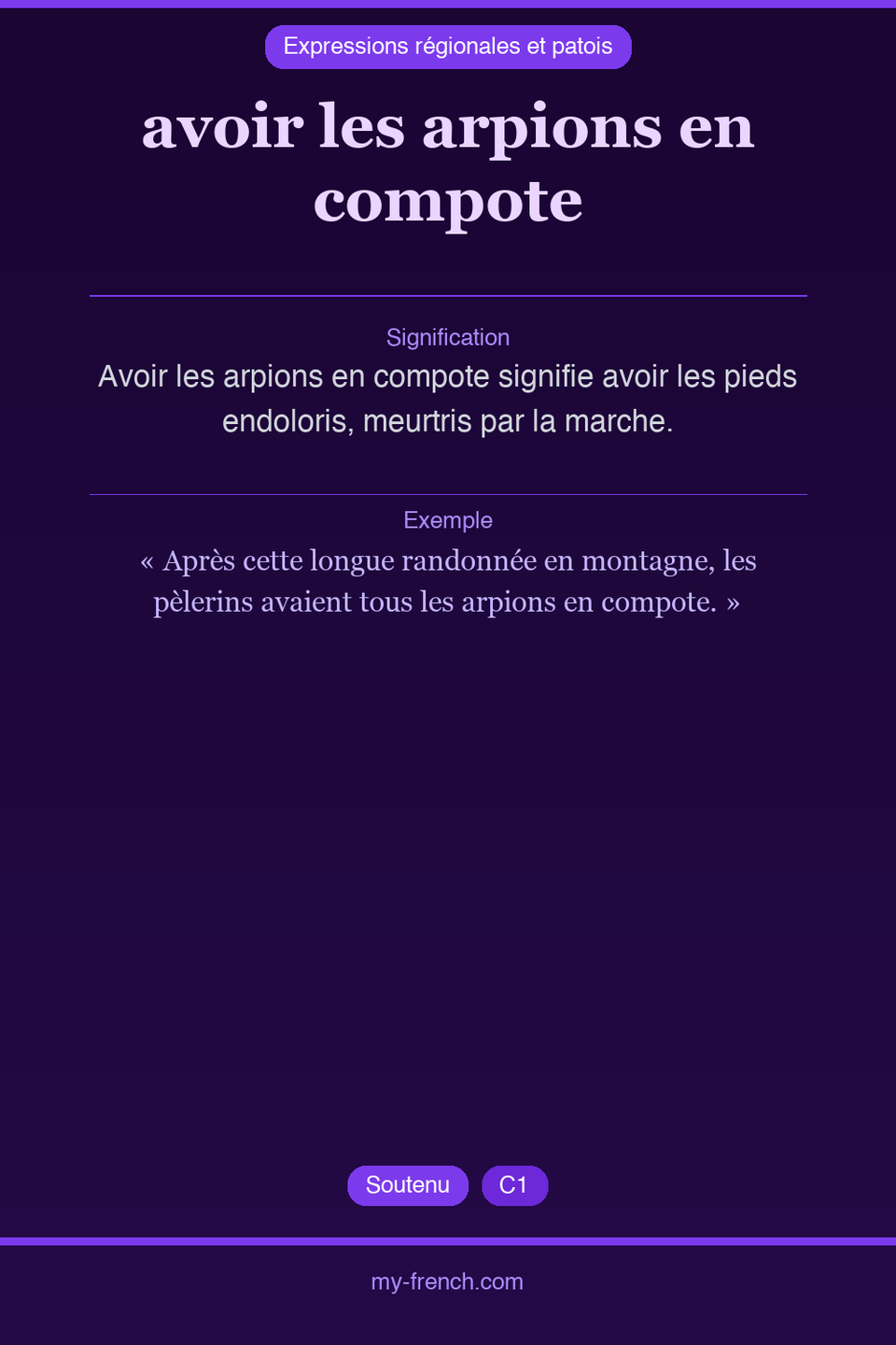 avoir les arpions en compote : que veut dire cette expression ?
