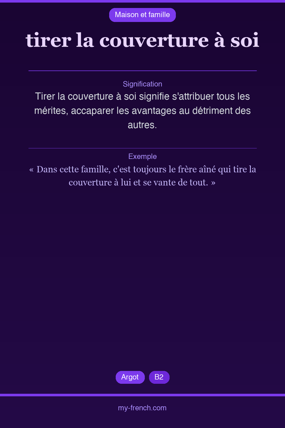tirer la couverture à soi : que veut dire cette expression ?