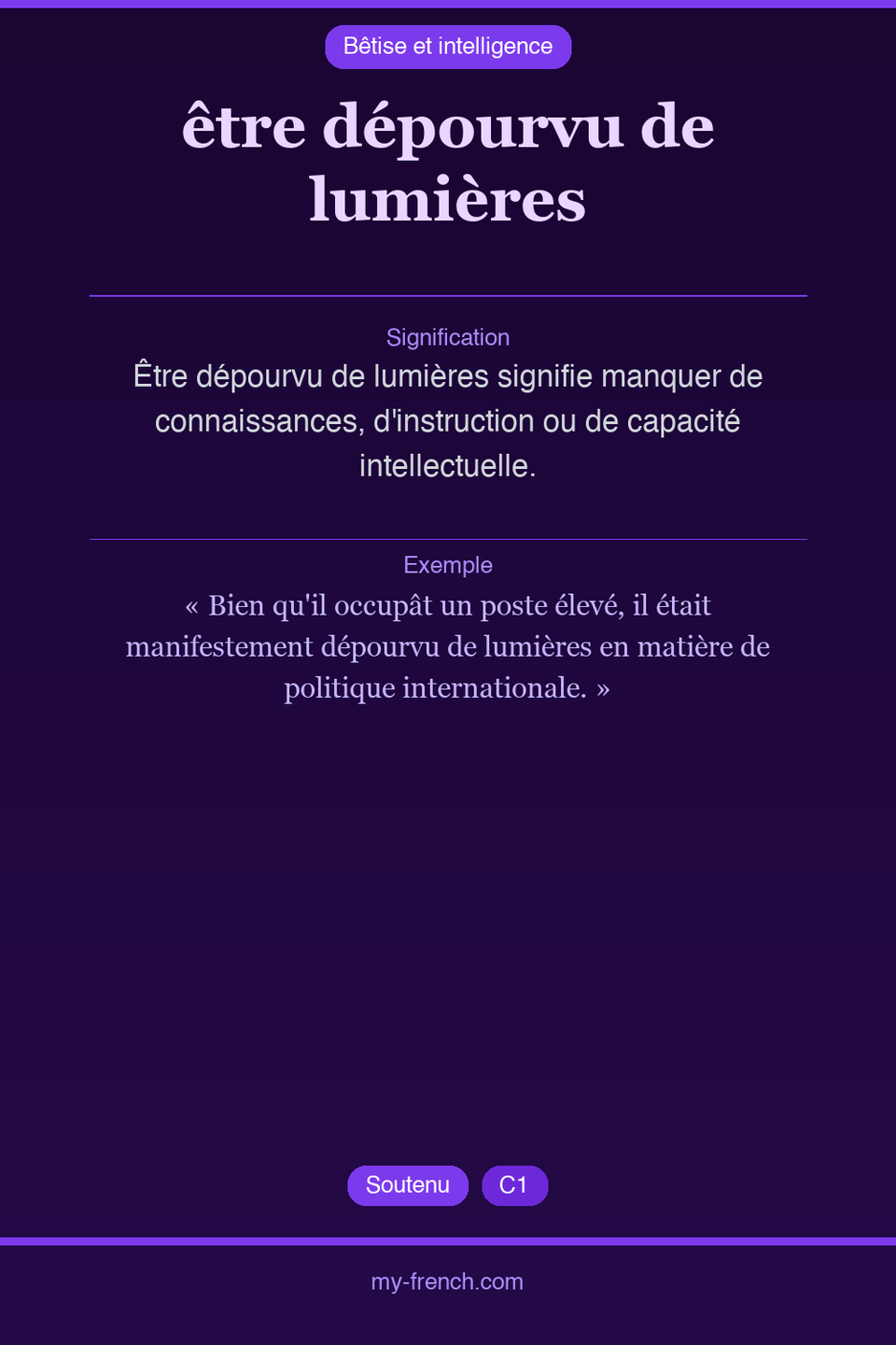 être dépourvu de lumières : que veut dire cette expression ?
