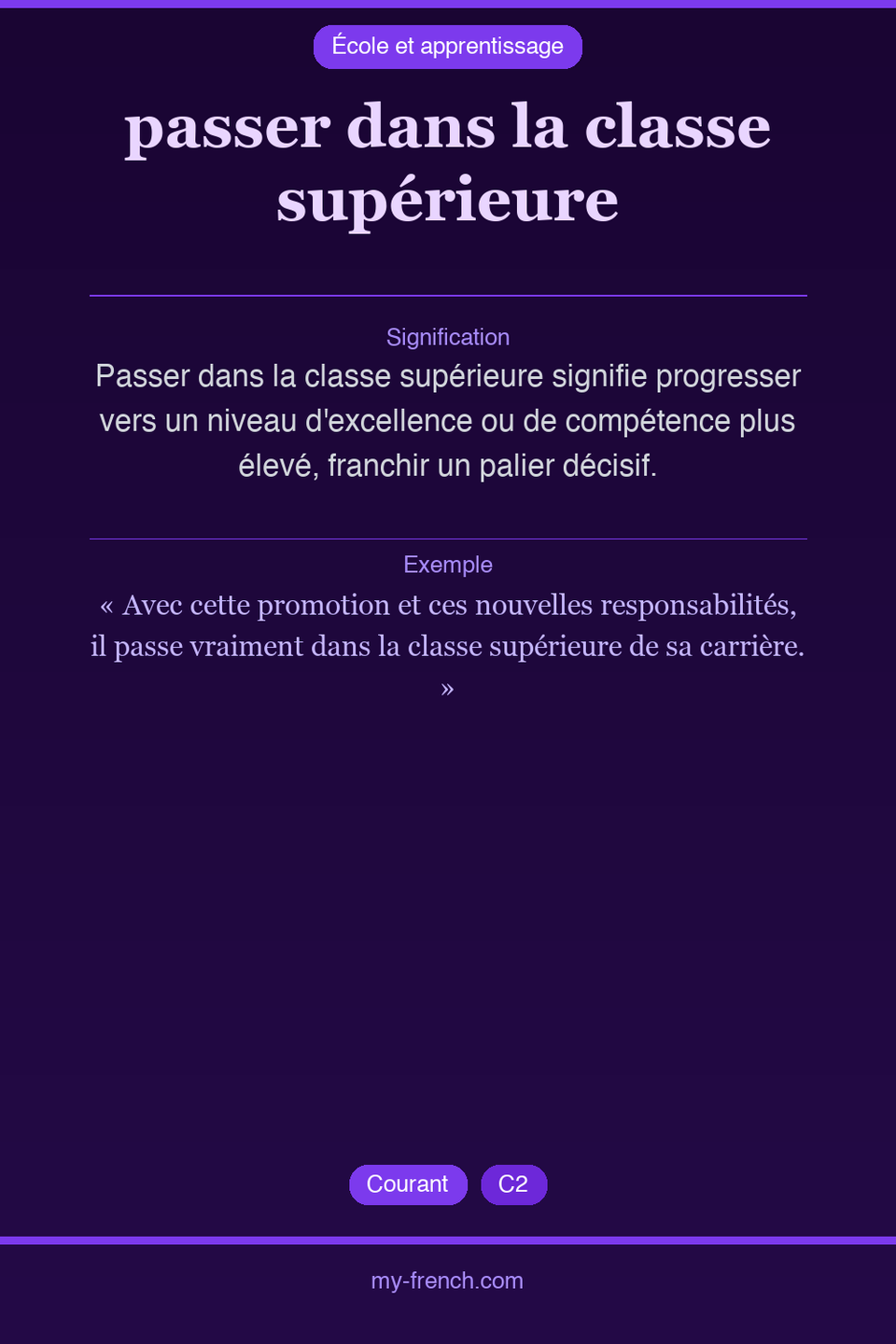 passer dans la classe supérieure : que veut dire cette expression ?