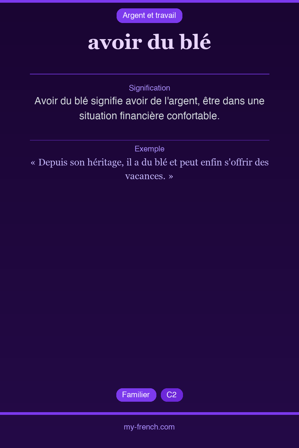 avoir du blé : que veut dire cette expression ?