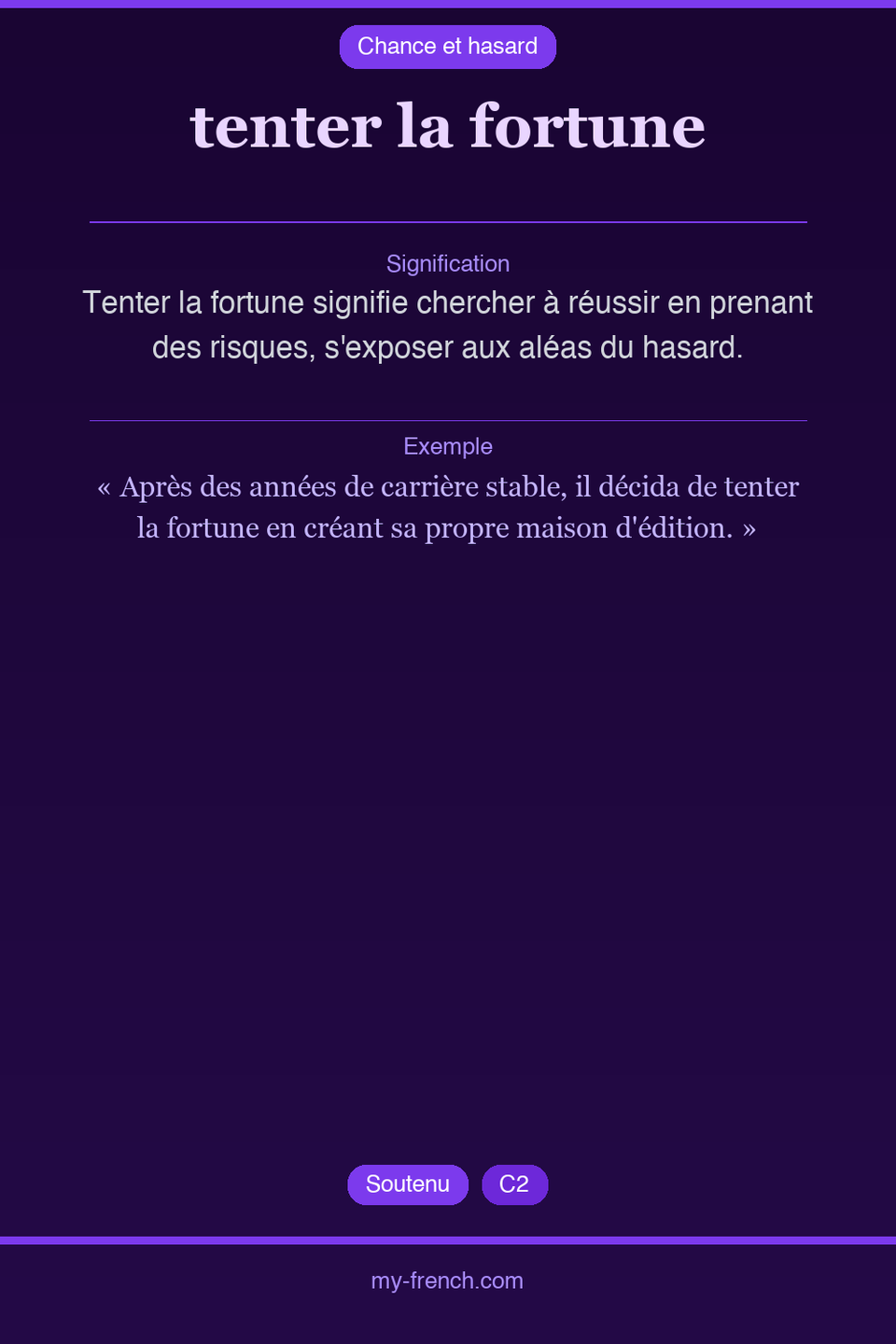 tenter la fortune : que veut dire cette expression ?