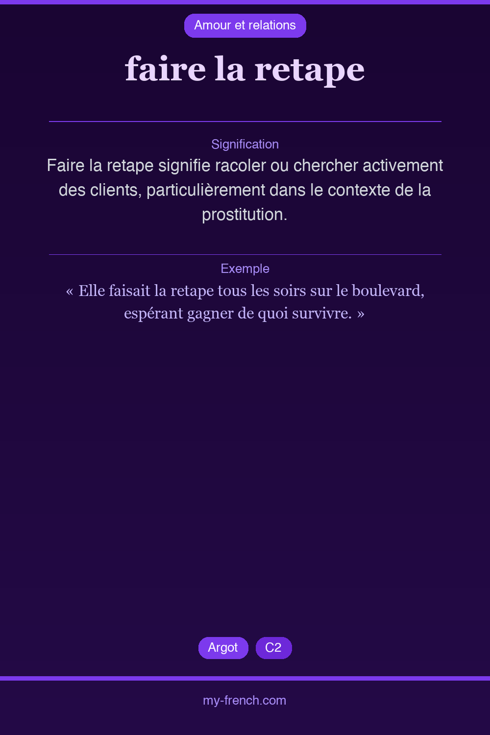 faire la retape : que veut dire cette expression ?
