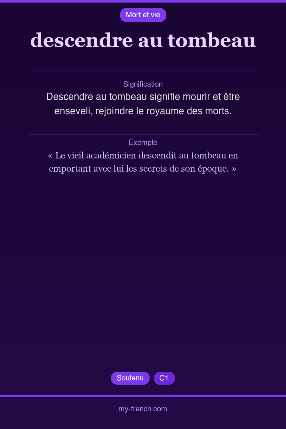 descendre au tombeau : que veut dire cette expression ?