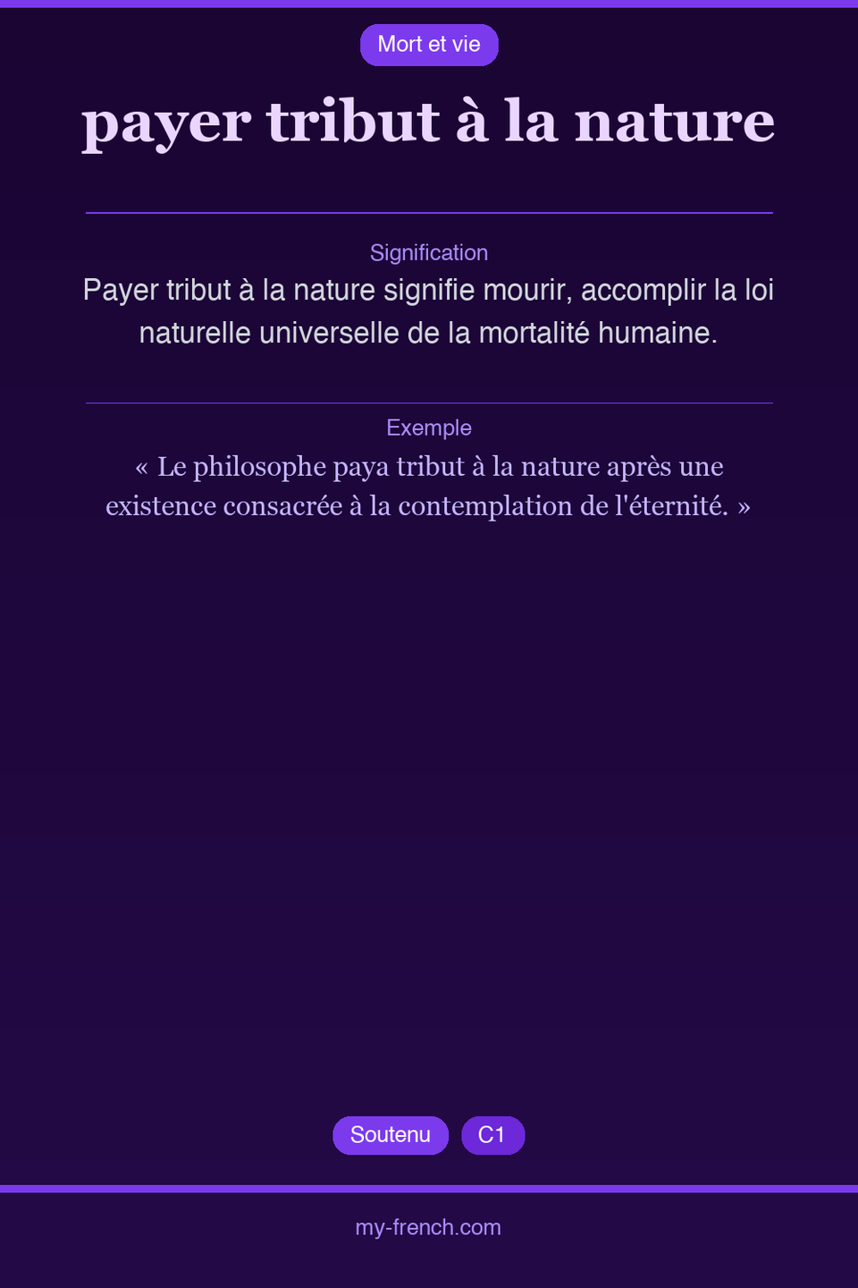 payer tribut à la nature : que veut dire cette expression ?
