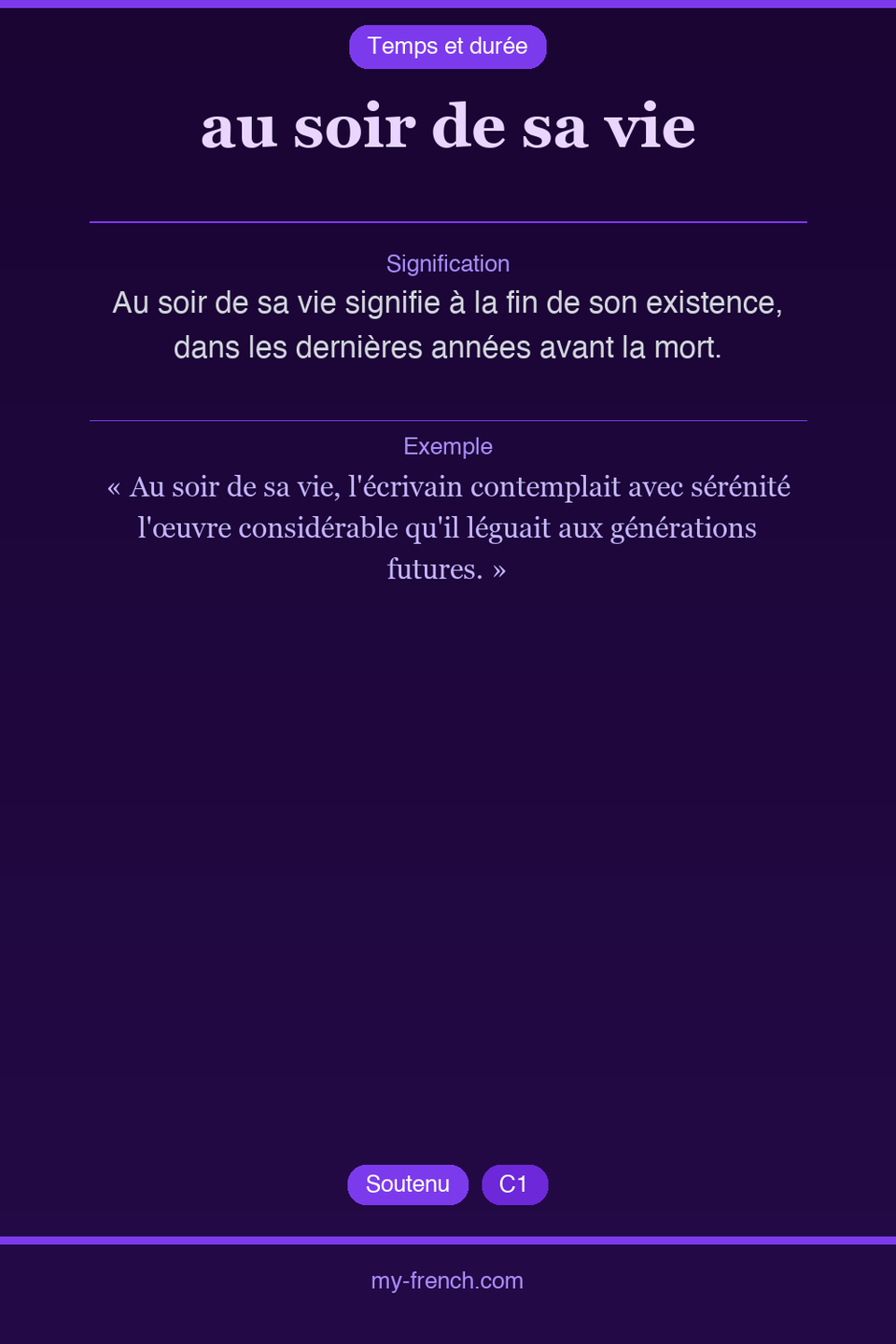 au soir de sa vie : que veut dire cette expression ?