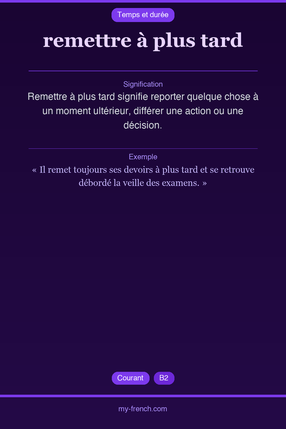 remettre à plus tard : que veut dire cette expression ?