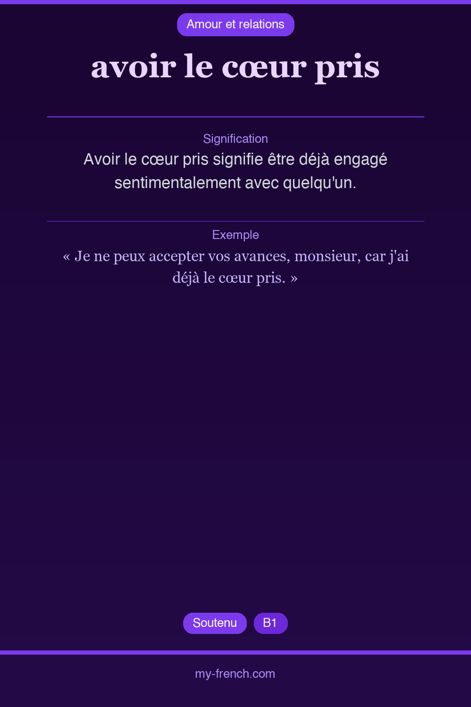 avoir le cœur pris : que veut dire cette expression ?