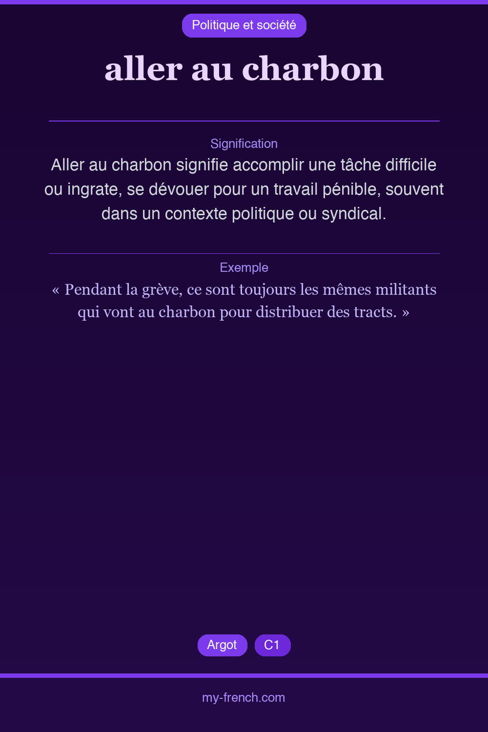 aller au charbon : que veut dire cette expression ?