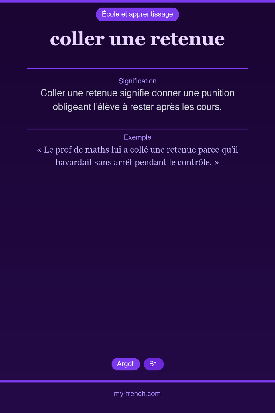 coller une retenue : que veut dire cette expression ?