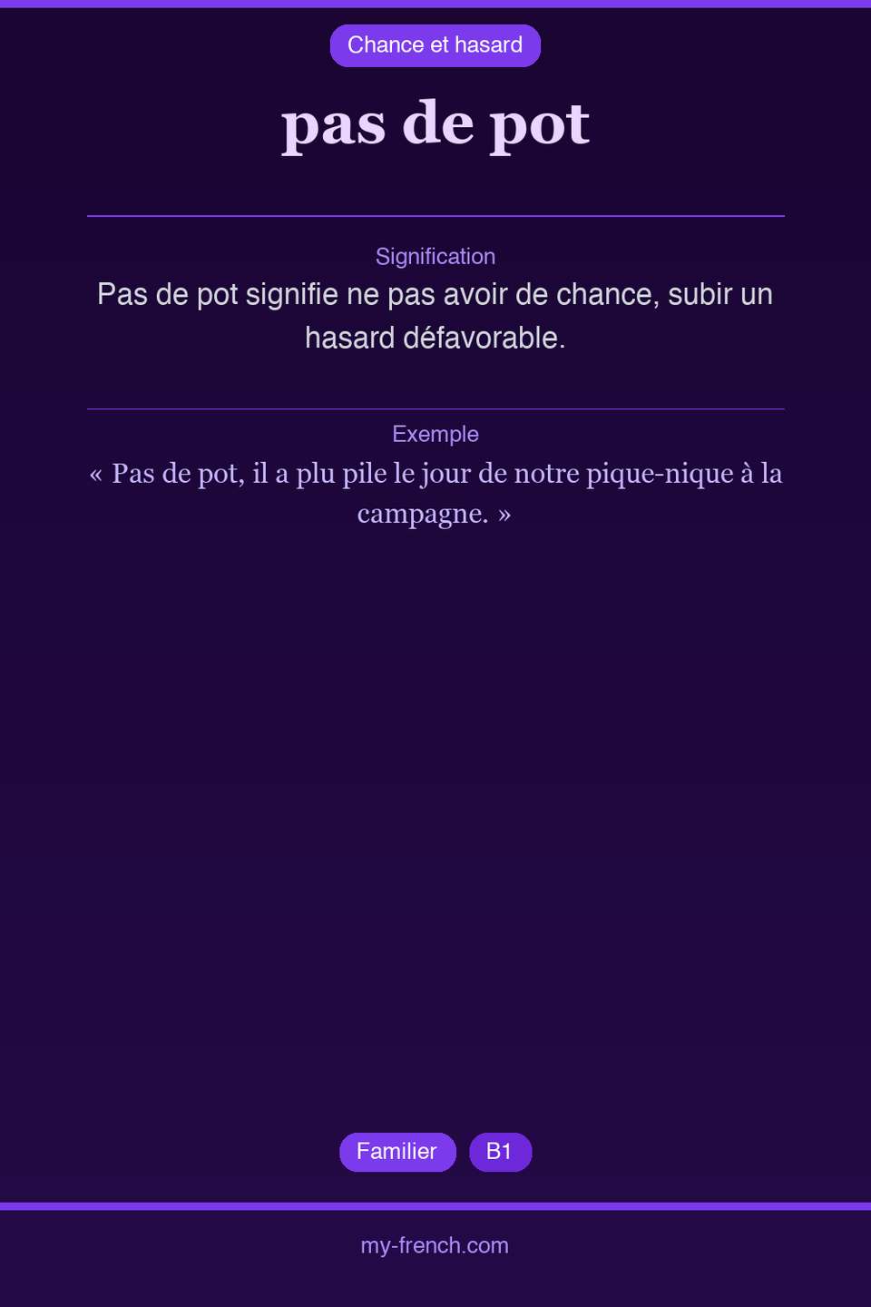 pas de pot : que veut dire cette expression ?