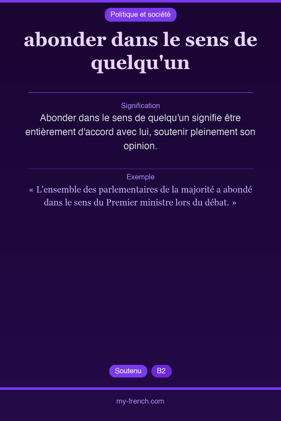 abonder dans le sens de quelqu'un : que veut dire cette expression ?
