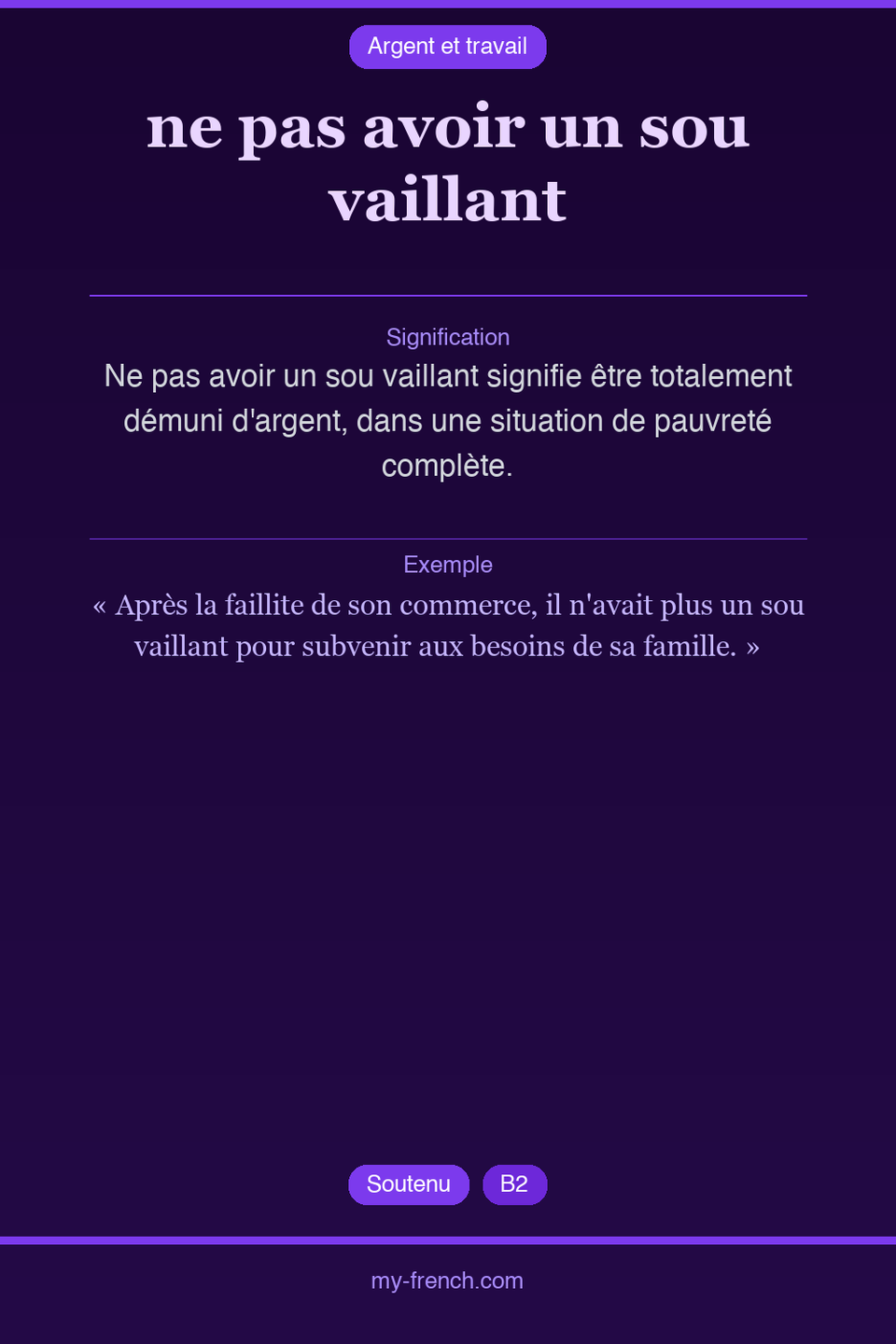 ne pas avoir un sou vaillant : que veut dire cette expression ?