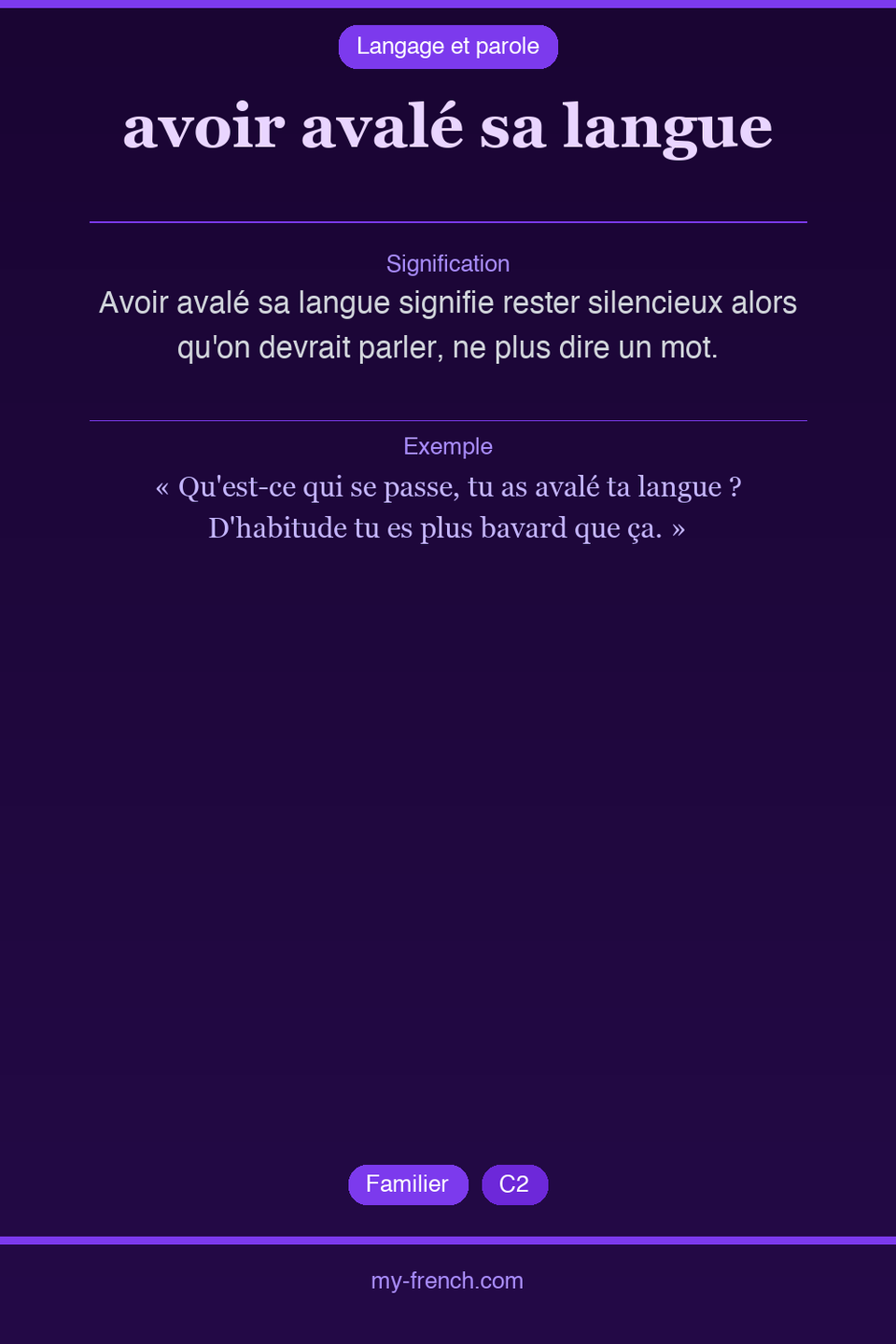 avoir avalé sa langue : que veut dire cette expression ?