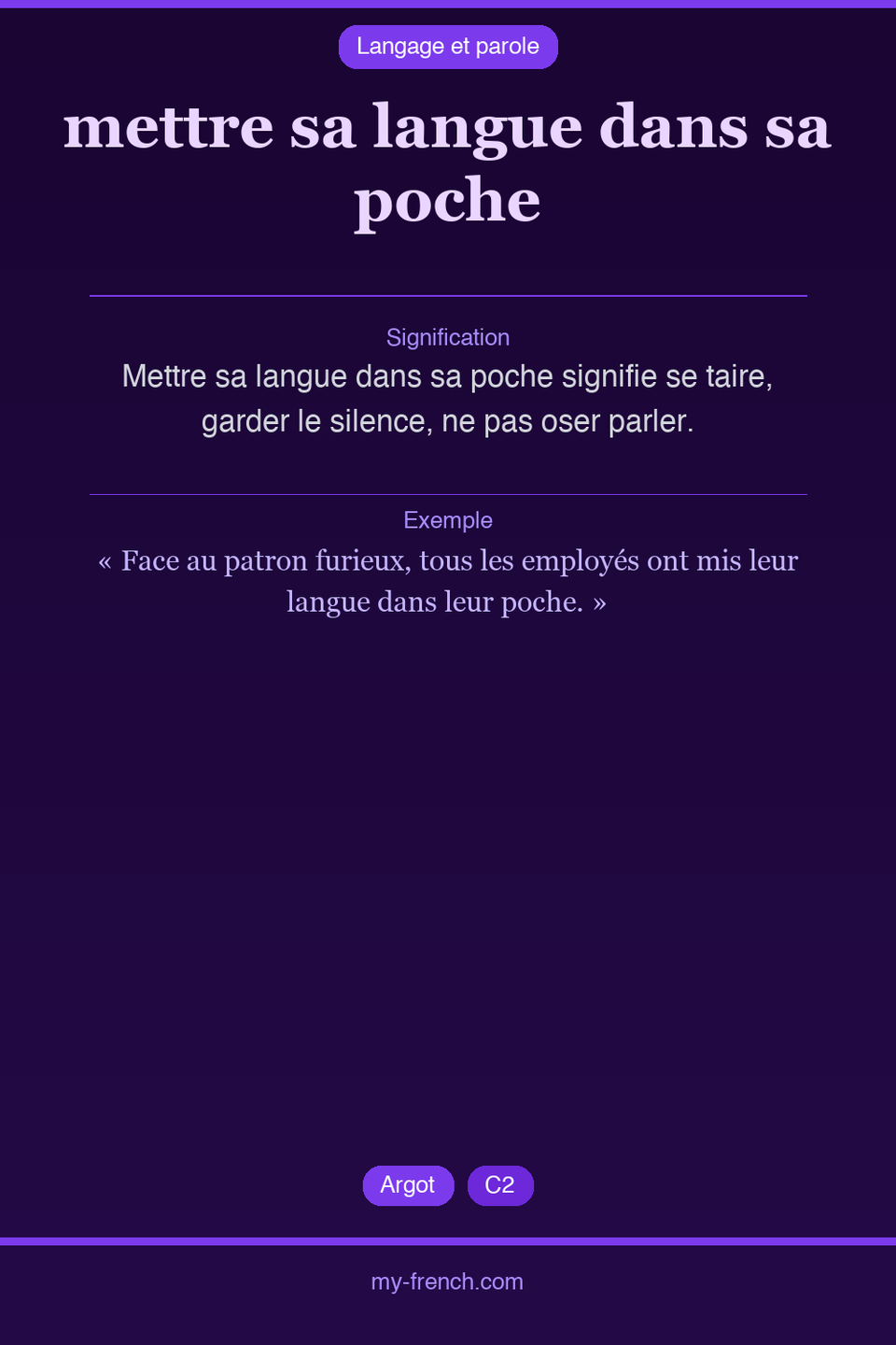 mettre sa langue dans sa poche : que veut dire cette expression ?