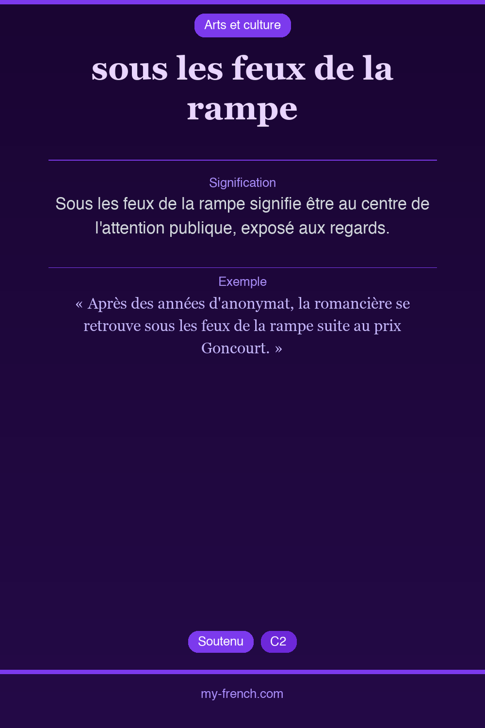 sous les feux de la rampe : que veut dire cette expression ?