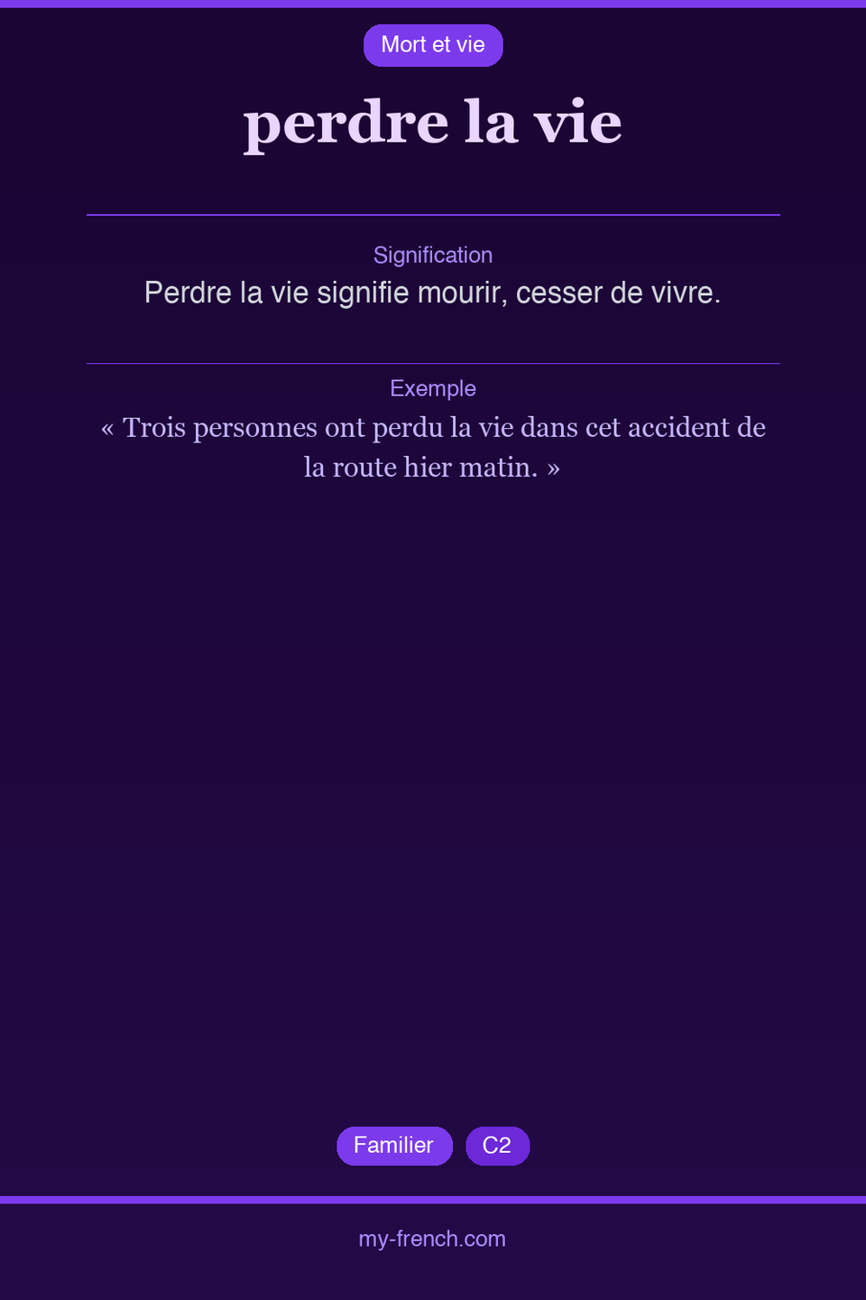 perdre la vie : que veut dire cette expression ?