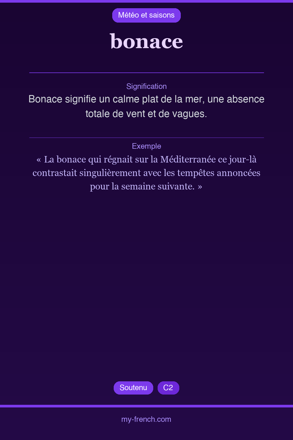 bonace : que veut dire cette expression ?