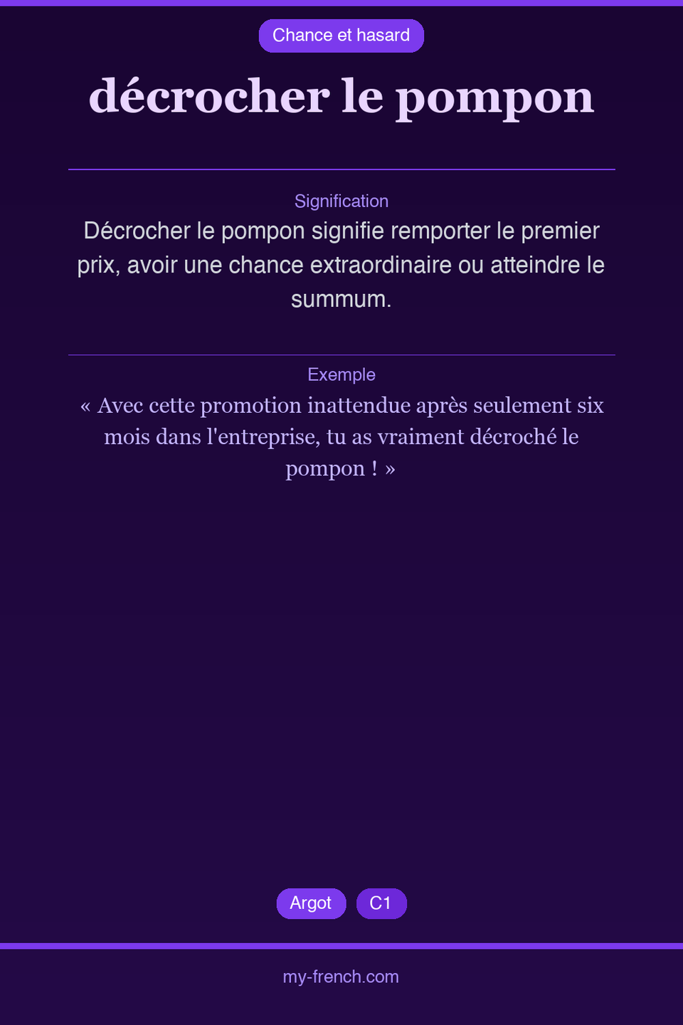 décrocher le pompon : que veut dire cette expression ?