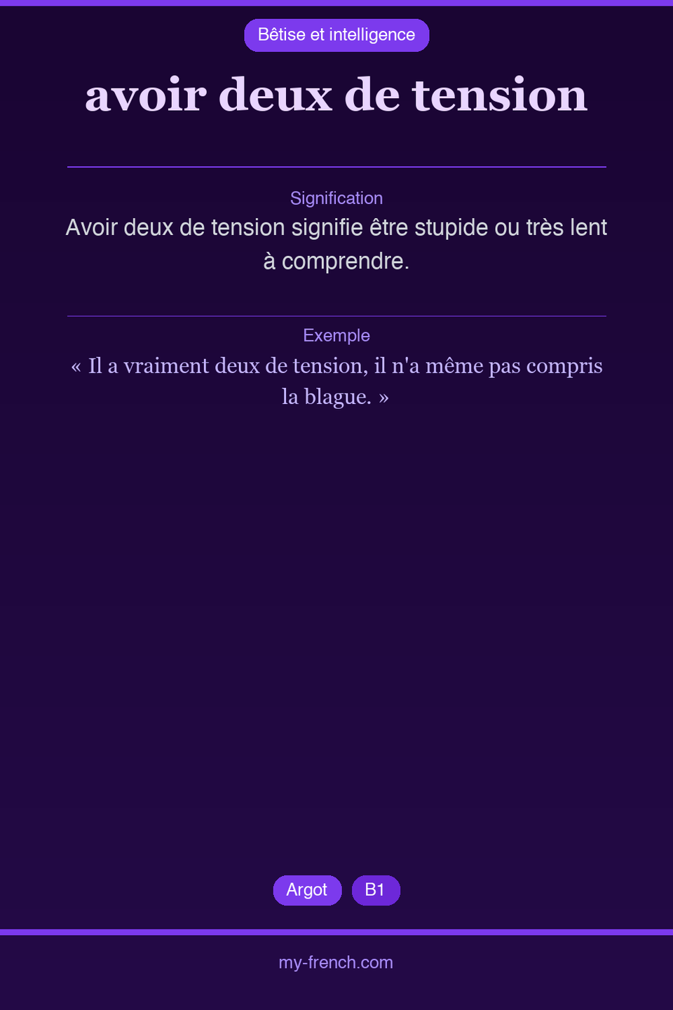 avoir deux de tension : que veut dire cette expression ?