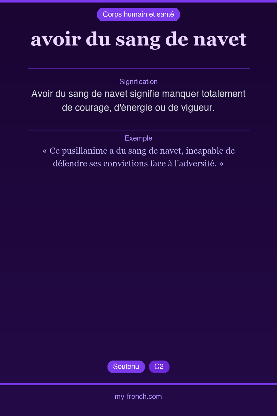 avoir du sang de navet : que veut dire cette expression ?