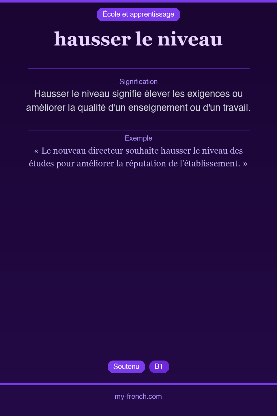 hausser le niveau : que veut dire cette expression ?