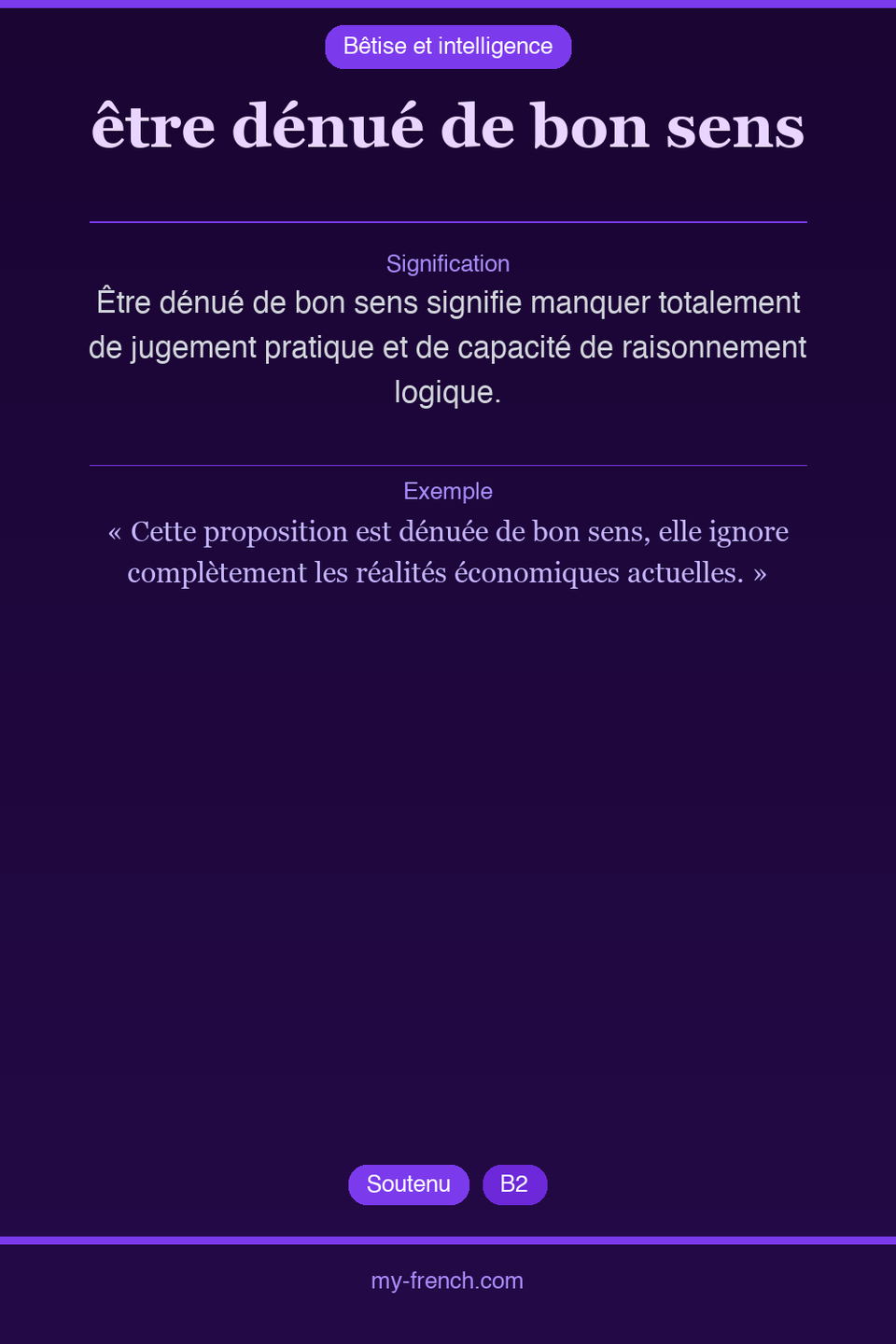 être dénué de bon sens : que veut dire cette expression ?