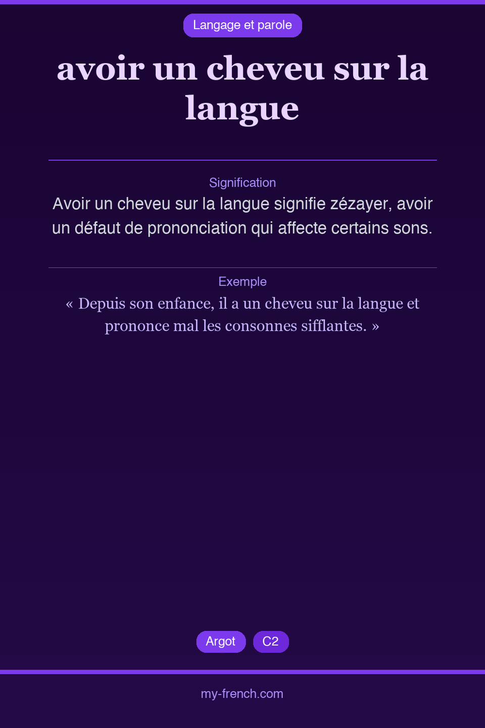 avoir un cheveu sur la langue : que veut dire cette expression ?