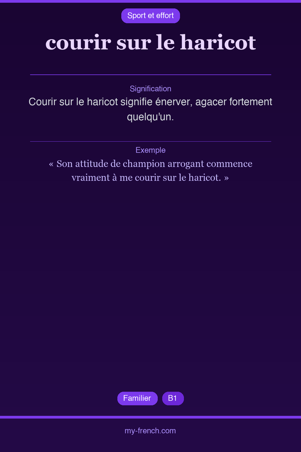 courir sur le haricot : que veut dire cette expression ?