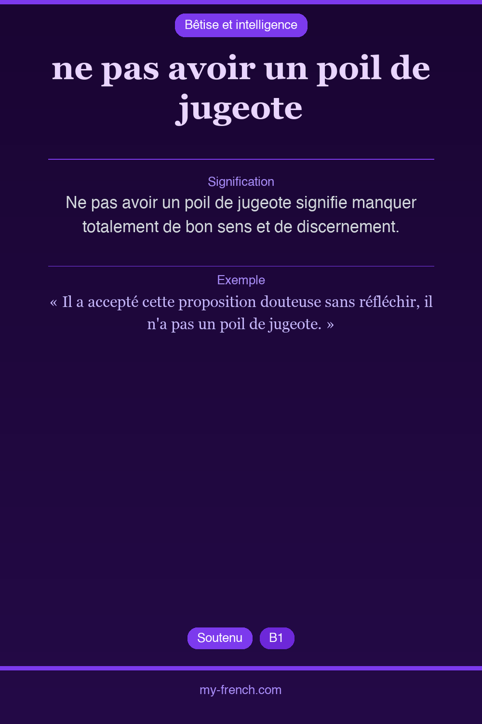 ne pas avoir un poil de jugeote : que veut dire cette expression ?