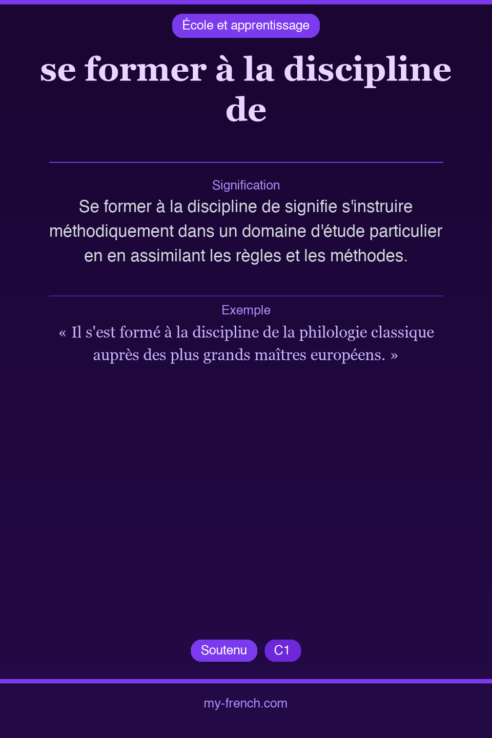 se former à la discipline de : que veut dire cette expression ?
