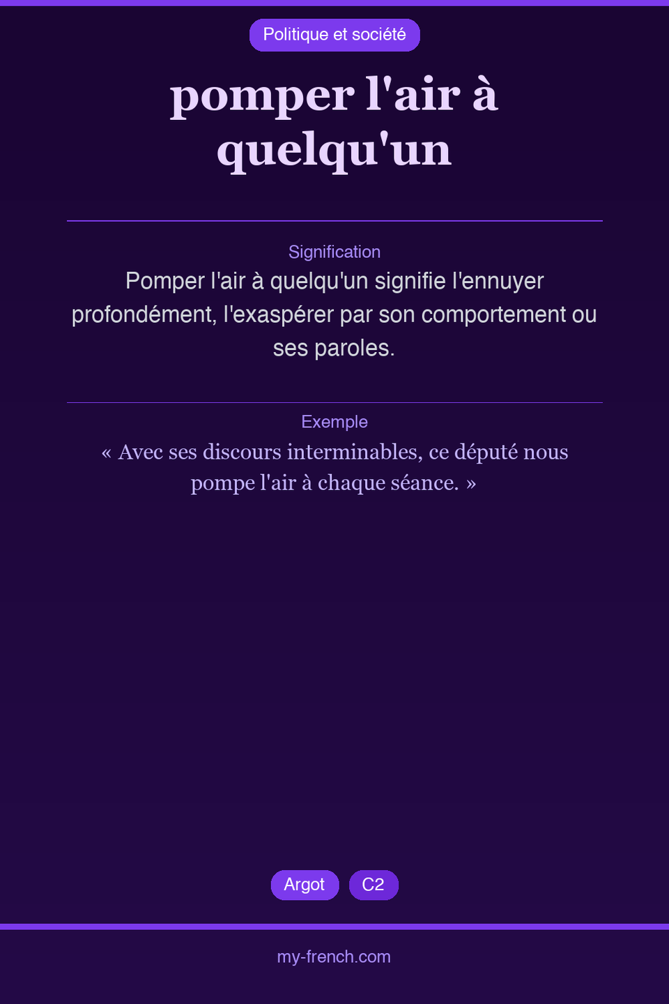 pomper l'air à quelqu'un : que veut dire cette expression ?