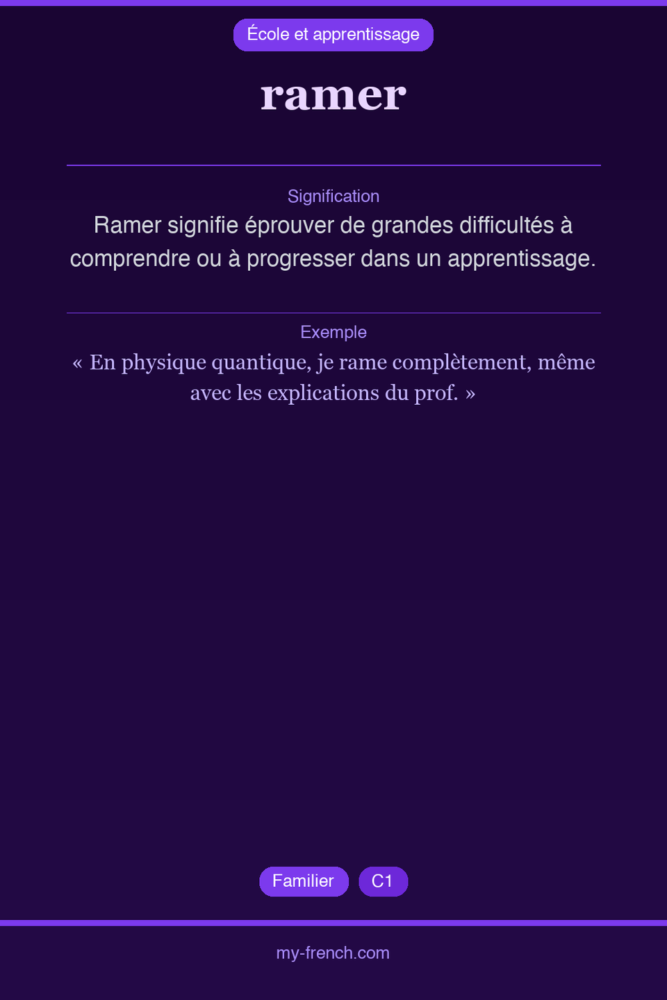 ramer : que veut dire cette expression ?