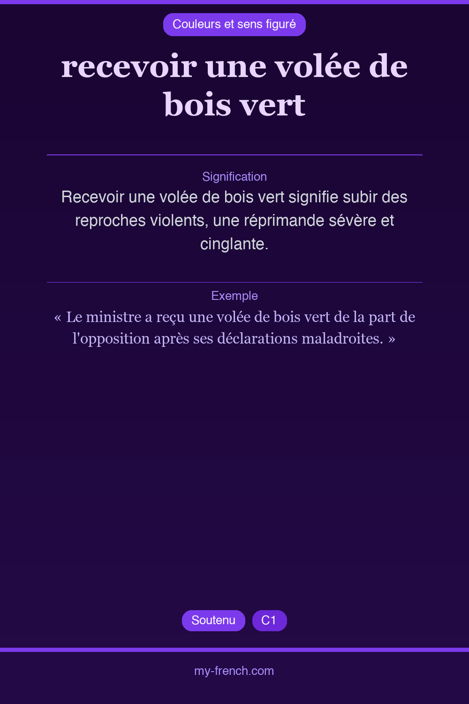 recevoir une volée de bois vert : que veut dire cette expression ?