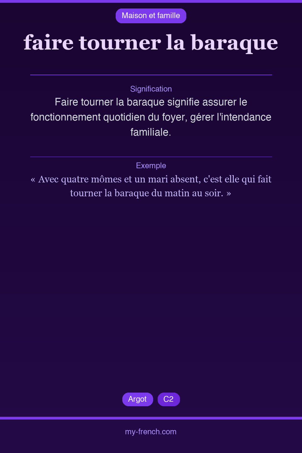 faire tourner la baraque : que veut dire cette expression ?