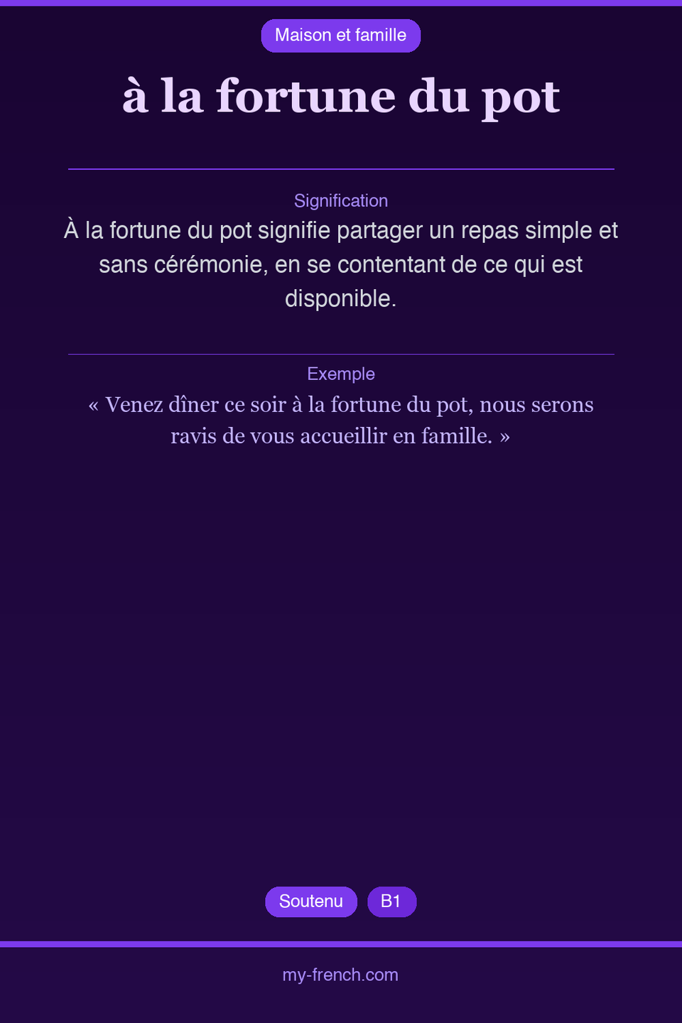 à la fortune du pot : que veut dire cette expression ?