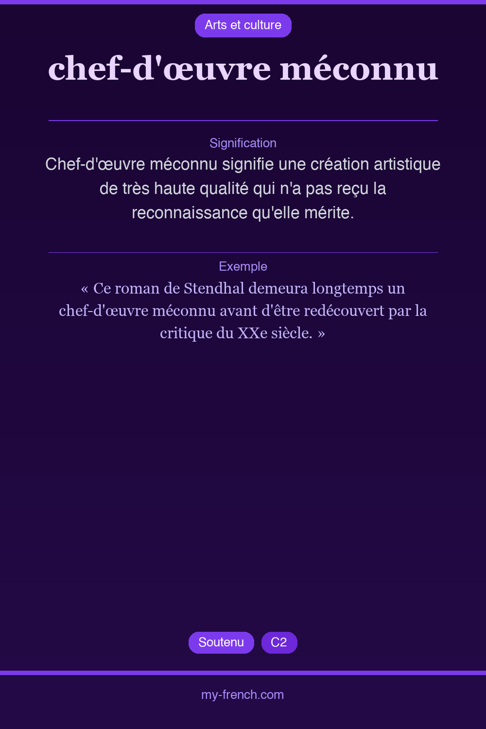 chef-d'œuvre méconnu : que veut dire cette expression ?