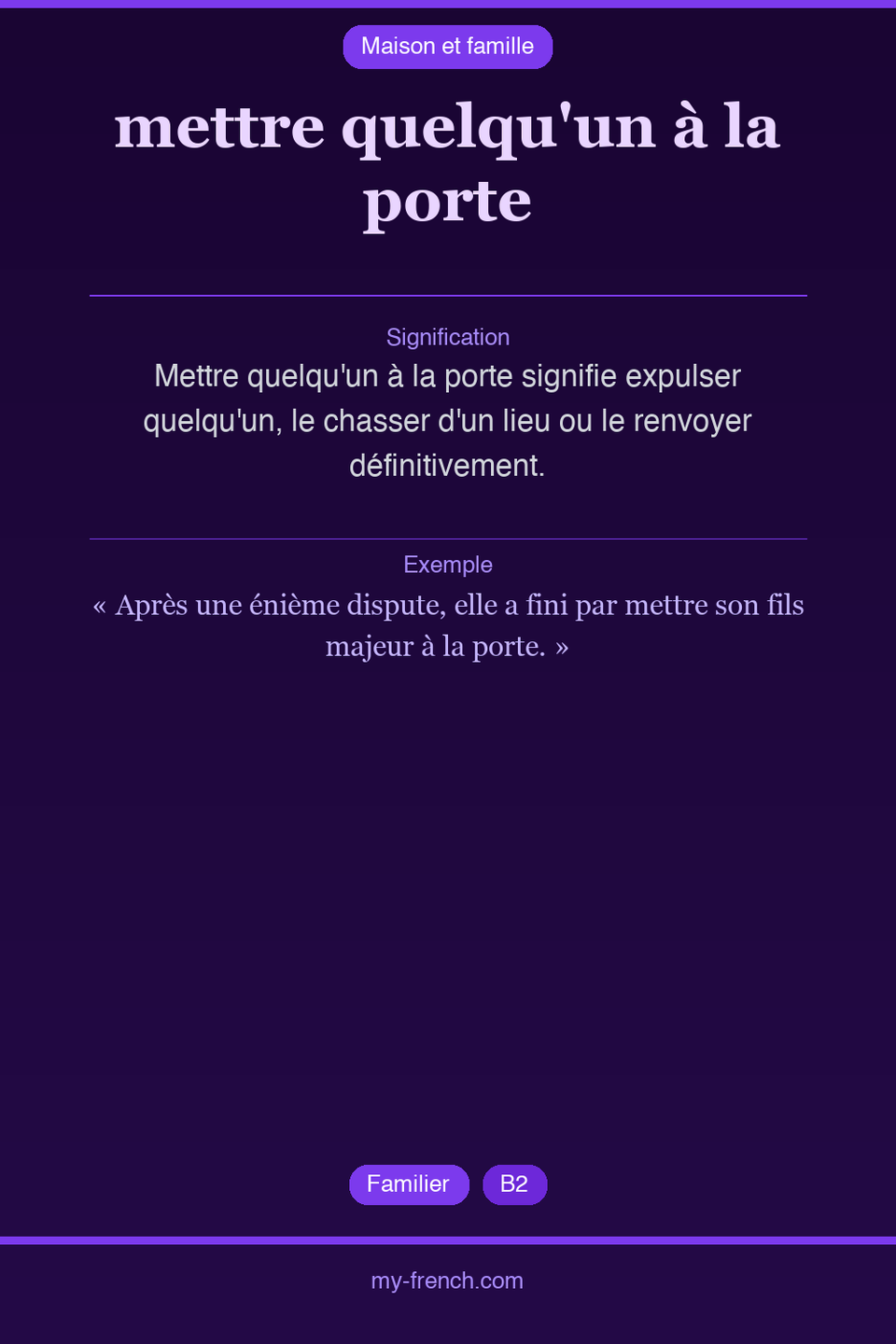 mettre quelqu'un à la porte : que veut dire cette expression ?