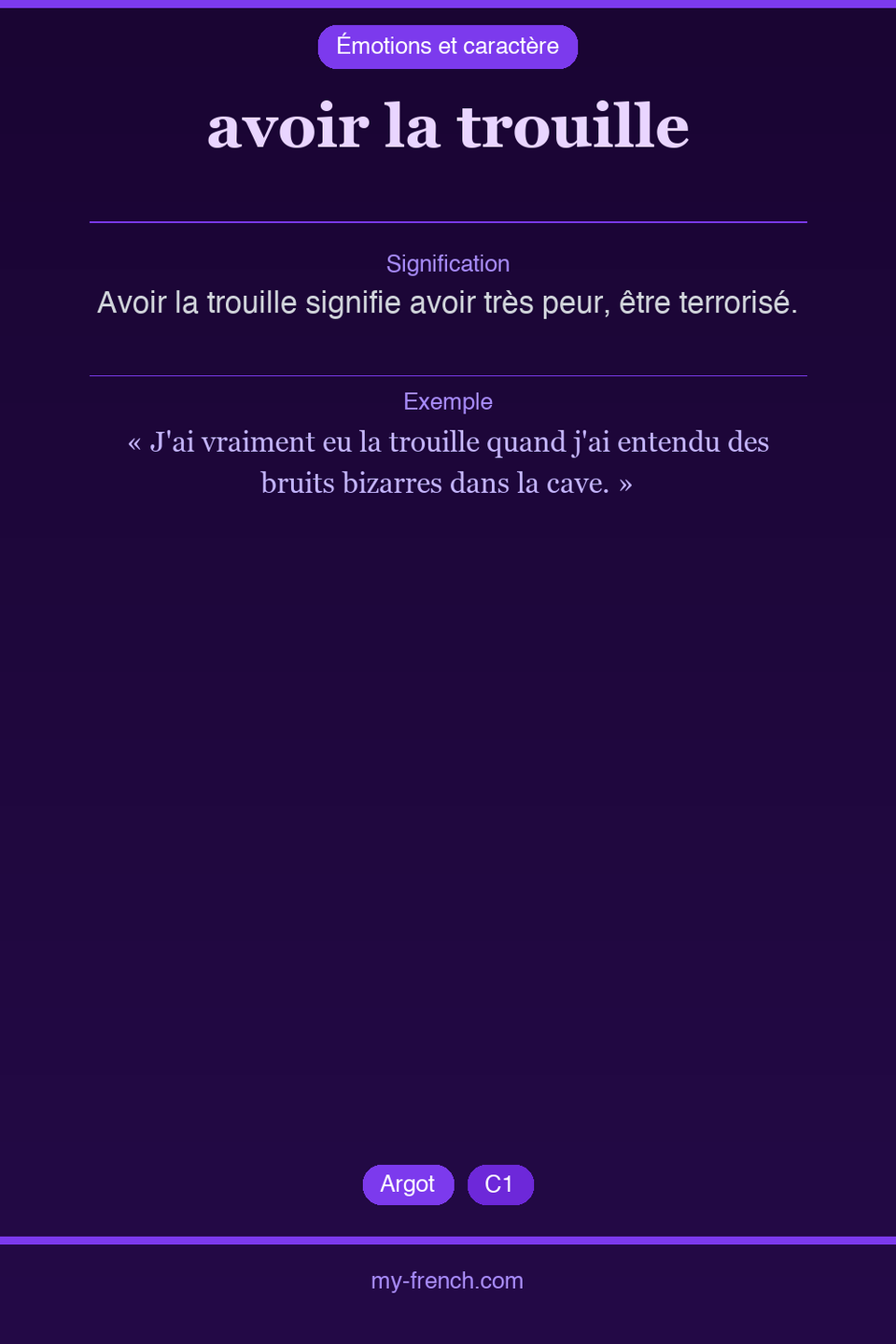 avoir la trouille : que veut dire cette expression ?