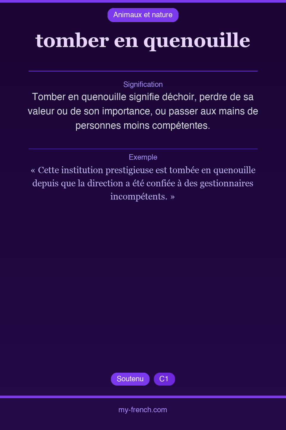 tomber en quenouille : que veut dire cette expression ?