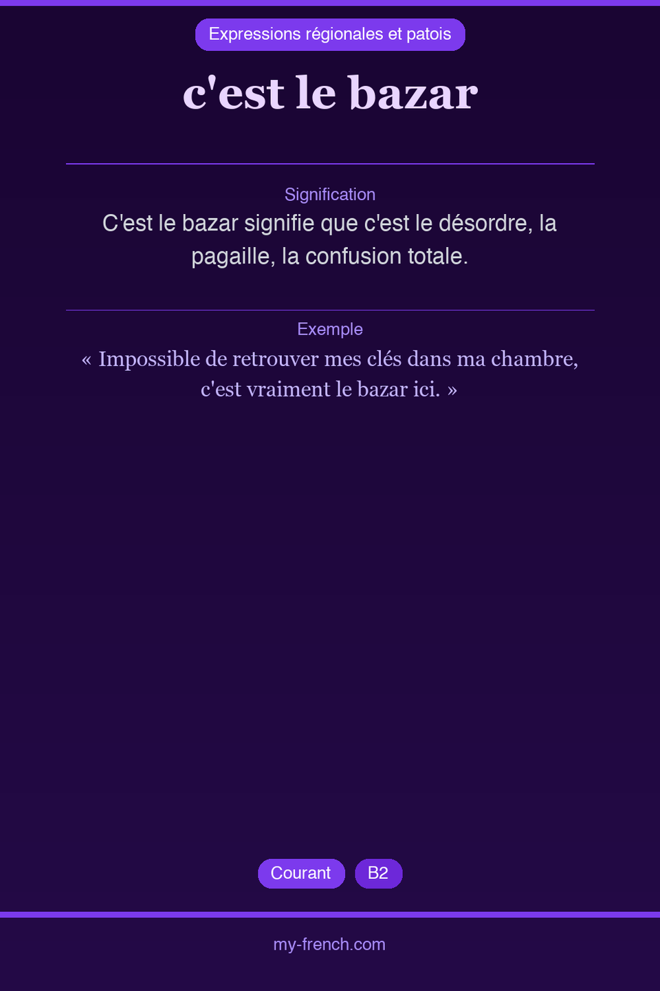 c'est le bazar : que veut dire cette expression ?
