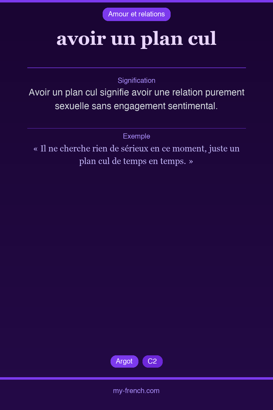 avoir un plan cul : que veut dire cette expression ?