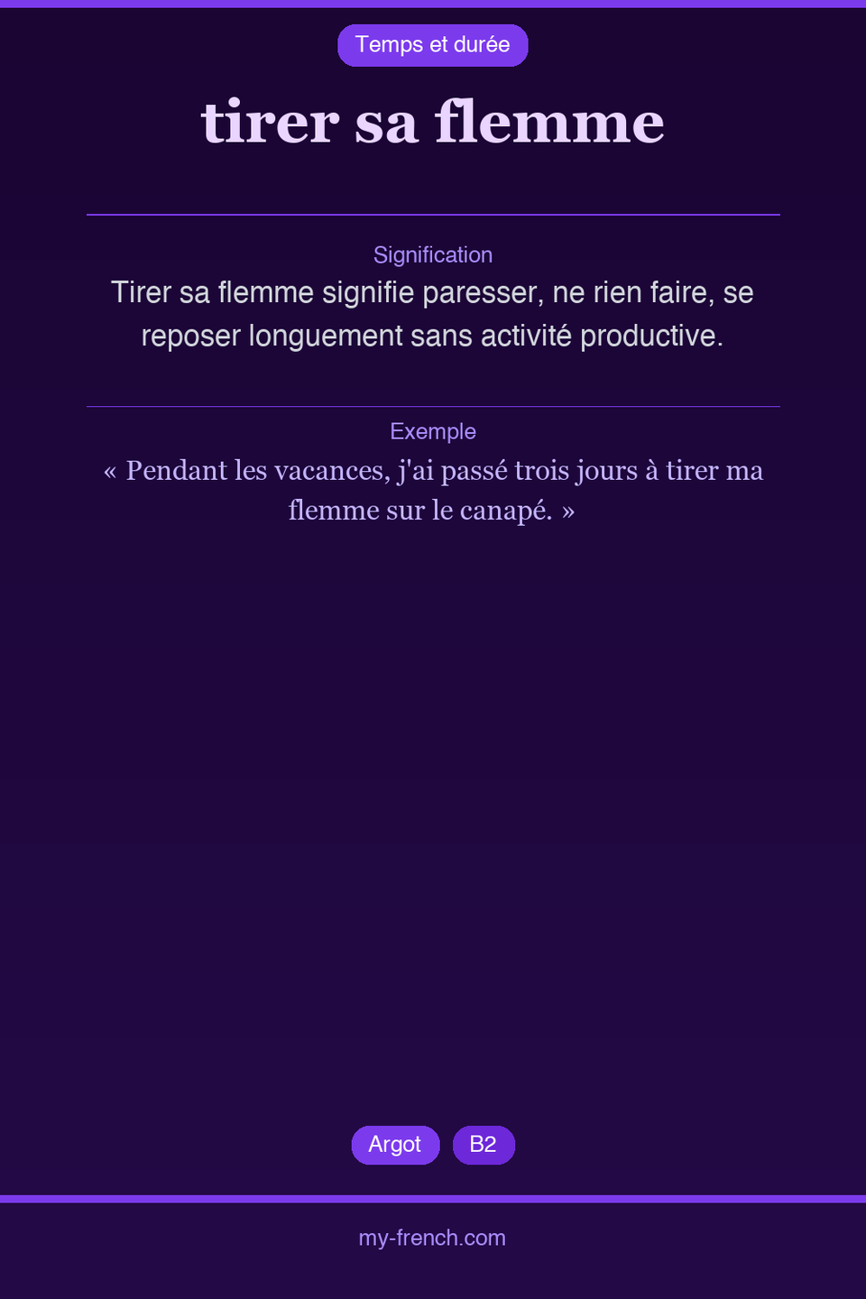 tirer sa flemme : que veut dire cette expression ?