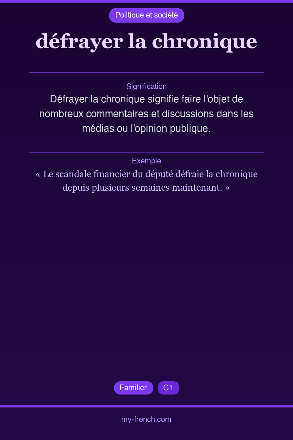 défrayer la chronique : que veut dire cette expression ?