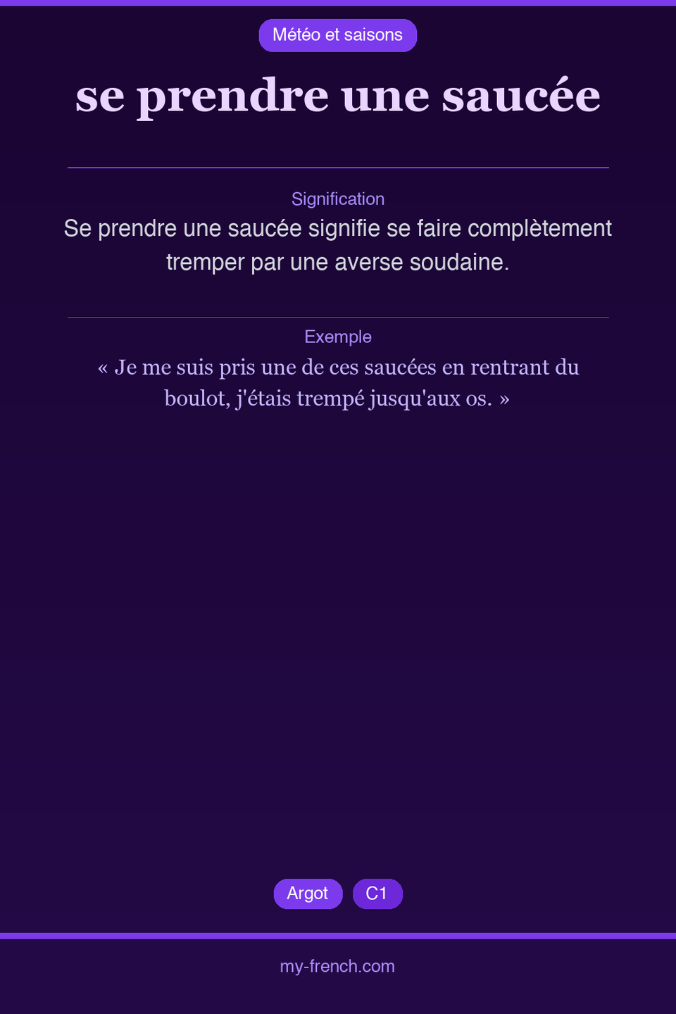 se prendre une saucée : que veut dire cette expression ?