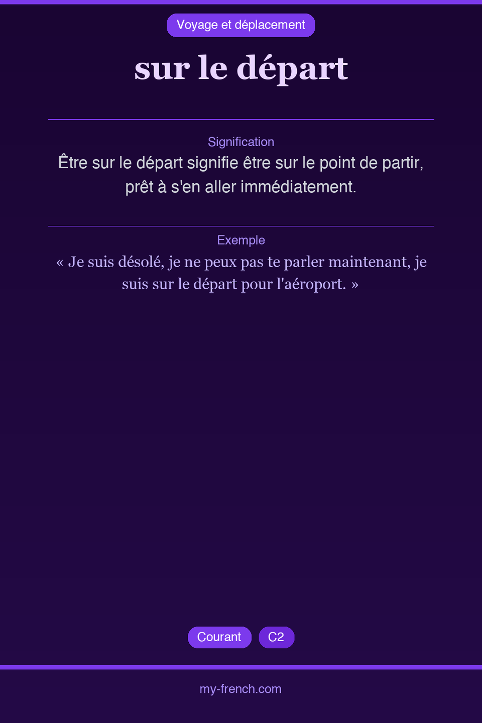 sur le départ : que veut dire cette expression ?